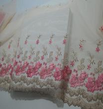 Tecido bordado floral de renda, para diy, vestido, cortina, sofá, acessórios decorativos, renda, fita de 25cm, 1 metro 2024 - compre barato