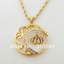 YELLOW GOLD GP OVERLAY 24" ROPE NECKLACE&MUSLIM ALLAH GOD PENDANT CZ STONE/Great Money Maker 2024 - buy cheap