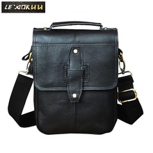 Real Leather Male Casual Design Student Shoulder Messenger Crossbody bag Fashion College Tablet Tote Mochila Satchel bag 153b 2024 - buy cheap