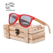 Women's wooden UV400 sunglasses PC red frame bamboo legs Glasses handmade bamboo sunglasses men's oculos de sol femin 2024 - buy cheap