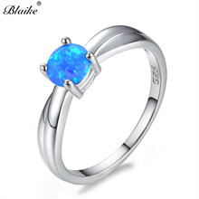 Blaike 6mm redondo azul/roxo/branco fogo opala anéis para mulher prata cor birthstone anel de noivado banda jóias 2024 - compre barato