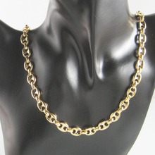 Foromance/ YELLOW GOLD GP COFFEE BEAN LINK CHAIN 24" NECKLACE WIDTH 8MM  0.31"/CAN BE ADJUSTED 2024 - buy cheap