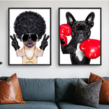 GOODECOR-fotos impresas en HD de lona para decoración del hogar, cuadro de perro de Hip Hop musical, arte de pared, impresiones en lienzo de perro y Animal de boxeo 2024 - compra barato