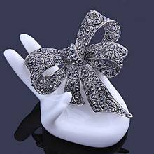New Arrival Vintage Rhinestone Bow Brooches for Women Black Bowknot Brooch Pin Fashion Jewelry Coat Accessories Winter Ornament 2024 - buy cheap
