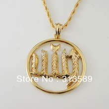 NEW YELLOW GOLD OVERLAY 24" ROPE NECKLACE & MUSLIM ALLAH GOD ROUND PENDANT/Great Money Maker 2024 - buy cheap