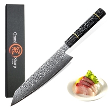 Faca de chef damasco, faca japonesa de kiritsuke vg10, aço inoxidável damasco japonês com cabo brilhante, ferramentas para cozinha, corte de casa 2024 - compre barato