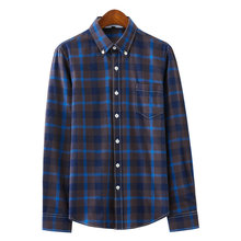 Camisas xadrez de algodão masculinas, camisa fina casual de manga comprida da moda para primavera e outono 2019 2024 - compre barato