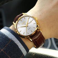 Мужские кварцевые часы OLEVS, модные светящиеся часы с кожаным ремешком и календарем, спортивные наручные часы 2024 - купить недорого