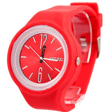 Luxury Brand Unisex Analog Quartz Round Watch Japan PC21J Movement Red Soft Silicone Band Red Dial 2024 - buy cheap