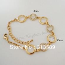 LADY 7.3"+1.77" YELLOW GOLD GP OVERLAY FILL BRASS CIRCLE CZ STONE BRACELET/GREAT GIFT/ 2024 - buy cheap