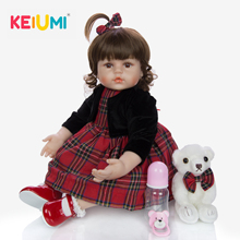Keiumi doce 24 'reborn renascer bebê menina boneca 60 cm realista princesa silicone vinil recheado boneca brinquedo do bebê para crianças presentes de aniversário 2024 - compre barato