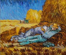 Pintura al óleo de alta calidad, reproducciones de lienzos, al atardecer, descanso del trabajo de Van Gogh, pintura pintada a mano 2024 - compra barato