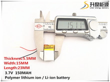 Batería de iones de litio/polímero para juguetes, cargador de batería, GPS,mp3,mp4, teléfono móvil, altavoz, 3,7 V,150mAH,[551523], 5 uds. [SD] 2024 - compra barato