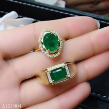 KJJEAXCMY boutique jewelry 925 sterling silver inlaid natural emerald gemstone couple ring support test 2024 - buy cheap