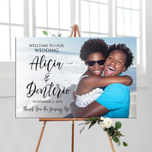 Cartel de bienvenida para boda, foto personalizada, cartel de boda, soporte de compromiso, no incluido 2024 - compra barato