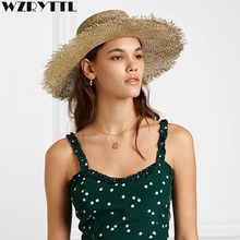 Chapéu casual feminino, chapéu de palha com aba larga, moda 2019 para mulheres, tecido natural, ervas marinhas, praia, verão 2024 - compre barato