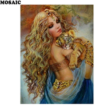 DIY 5D Diamond Painting fairy with tiger, Rhinestone Embroidery Mosaic Cross Stitch Arts Craft Home Wall Decor 2024 - buy cheap
