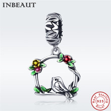 Cute Bird Shelf Charm fit Europe Bracelet 925 Sterling Silver Yellow Red Fruit Grass Little Birds Pendant Beads for Necklace 2024 - buy cheap