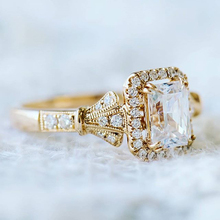 Anel de noivado, anel de noivado com cristal de zircônia, dourado rosa, requintado, joia de promessa, casamento feminina 2024 - compre barato