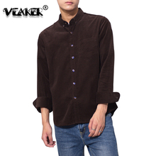 Camisas de pana para hombre, camisas informales de manga larga, Color sólido, Tops de invierno, camisa de pana de talla grande, S-3XL, Otoño, 2020 2024 - compra barato