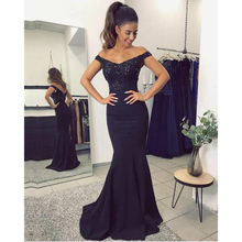 2019 Elegant V-neck Burgundy Red Black Blue Long Mermaid Prom Dresses Off Shoulder Lace Beaded Backless Evening Gowns 2024 - buy cheap