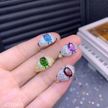 KJJEAXCMY boutique jewelry-Anillo de Plata de Ley 925 con incrustaciones de piedras preciosas naturales, topacio, amatista, granate 2024 - compra barato