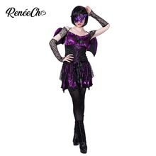 Disfraz de halloween para adultos, disfraz sexy de murciélago para mujer, vestido morado con manga oversleeve, disfraz de vampire para fiesta de Carnaval 2024 - compra barato