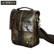 Quality Leather Male Casual Design Student Shoulder Messenger Crossbody bag Fashion College Tablet Tote Mochila Satchel bag 152g 2024 - buy cheap