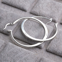 Real 925 Sterling Silver Oval Big Hoop Earrings For Women Flat Thin Round Wedding Jewelry Accessory Punk Brincos Joyas De Plata 2024 - buy cheap