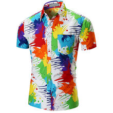 2018 Nuevos Hombres Visten Camisas Camisa de Los Hombres de Manga Corta de Impresión Hawaii Camisa de Marca Verano Ocasional Delgado Tops Camisa Tamaño Europeo 2024 - compra barato