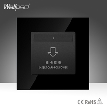 Wallpad CE BS Approved Inserd Card Switch Luxury Black Crystal Glass 40A Low Frequency Sensor Card  Wall Switch ,Free Shipping 2024 - buy cheap