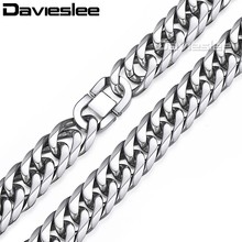 Mens Necklace Heavy Chain 316L Stainless Steel Silver Color Cut Double Curb Link Rombo Wholesale Gift Jewelry 18/21mm LHN54 2024 - buy cheap