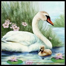 Bordado Contados Kits de Ponto de Cruz Needlework-Artesanato 14 ct DMC Cor Artes DIY Handmade Decoração-Cisne e Cygnet 2024 - compre barato