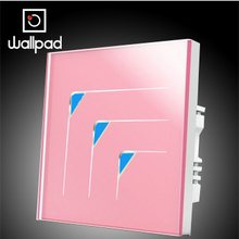 Pink Crystal 3 Gangs 2 Way Glass Switch Panel 110~250V Touch Screen Wall Light Switch LED Wallpad Luxury 2024 - buy cheap