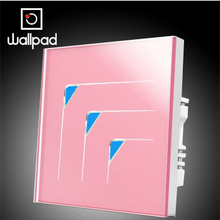 Painel de interruptor de vidro de cristal rosa 3 gangues 2 vias 110 switch 250 v tela sensível ao toque interruptor de luz de parede led wallpad luxo