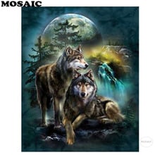 Diamond Embroidery two wolf Diy 5D Mosaic Diamond Painting Cross Stitch Picutre Of Rhinestones Wall Decoration 2024 - buy cheap