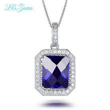 L & zuan 925 colar de prata esterlina 5.34ct azul pedra pingente de luxo jóias finas gargantilha colares pingentes para mulher 2024 - compre barato