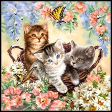 Embroidery Counted Cross Stitch Kits Needlework - Crafts 14 ct DMC Color DIY Arts Handmade Decor - Kittens and Butterflies 2024 - buy cheap