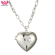 silvery Big Heart Necklaces Glossy Heart Love Rhinestone Girl Necklaces Metal Locket Pendants Necklaces For Women Birthday Gifts 2024 - buy cheap