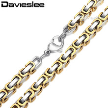 Davieslee Byzantine Box Link Mens Necklace Stainless Steel Chain Gold Silver Color Wholesale Jewelry 5mm LKNM15 2024 - buy cheap