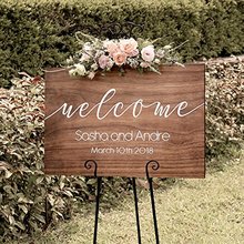 Personalised Wedding Welcome Sign Bride and Groom Names Wedding Date Customized Entrance Welcome Wedding Sign,Rustic Party Sign 2024 - buy cheap