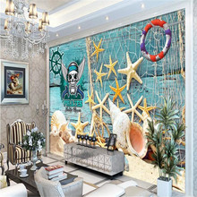 Beach starfish shell pirate HD TV background wall professional production of high-end mural wallpaper 3D photo wall 2024 - buy cheap