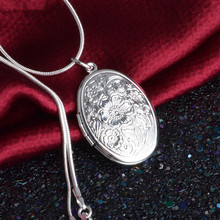 Модное женское ожерелье медное посеребренное овальные цветы резной кулон с фото ожерелье для женщин подарок для девочки 2024 - купить недорого