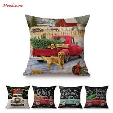 Christmas Decoration Sofa Throw Pillow Case Christmas Truck With Gifts Xmas Tree Cotton Linen Home Decor Art Cushion Cover Case 2024 - buy cheap