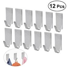 12pcs Adhesive Stainless Steel Towel Hooks Family Robe Hanging Hooks Hats Bag Key Adhesive Wall Hanger  for Kitchen Bathroom 2024 - buy cheap