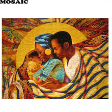 Mosaico africano pintura diamante 5d diy família padrão ponto cruz, bordado diamante bebê família imagem decoração para casa 2024 - compre barato