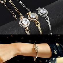 Fashion Shiny White Big Zircon Charm Bracelet Female Silver Gold Color Metal Chain Link Women Bracelets & Bangles Jewelry VB847 2024 - buy cheap