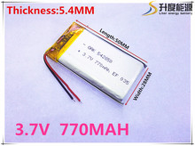 Bateria de polímero 770 mah 3.7 v 542850 casa inteligente caixa de som mp3 li-ion para dvr, gps, mp3,mp4, celular, alto-falante 2024 - compre barato