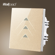 Best Selling Wallpad UK Standard 3 Gang 1 Way Gold Luxury Glass Electric Led Switch Touch Panel,Free Shipping 2024 - buy cheap