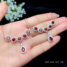 KJJEAXCMY boutique jewelry 925 sterling silver inlaid natural gemstone garnet female luxury pendant necklace support test 2024 - buy cheap